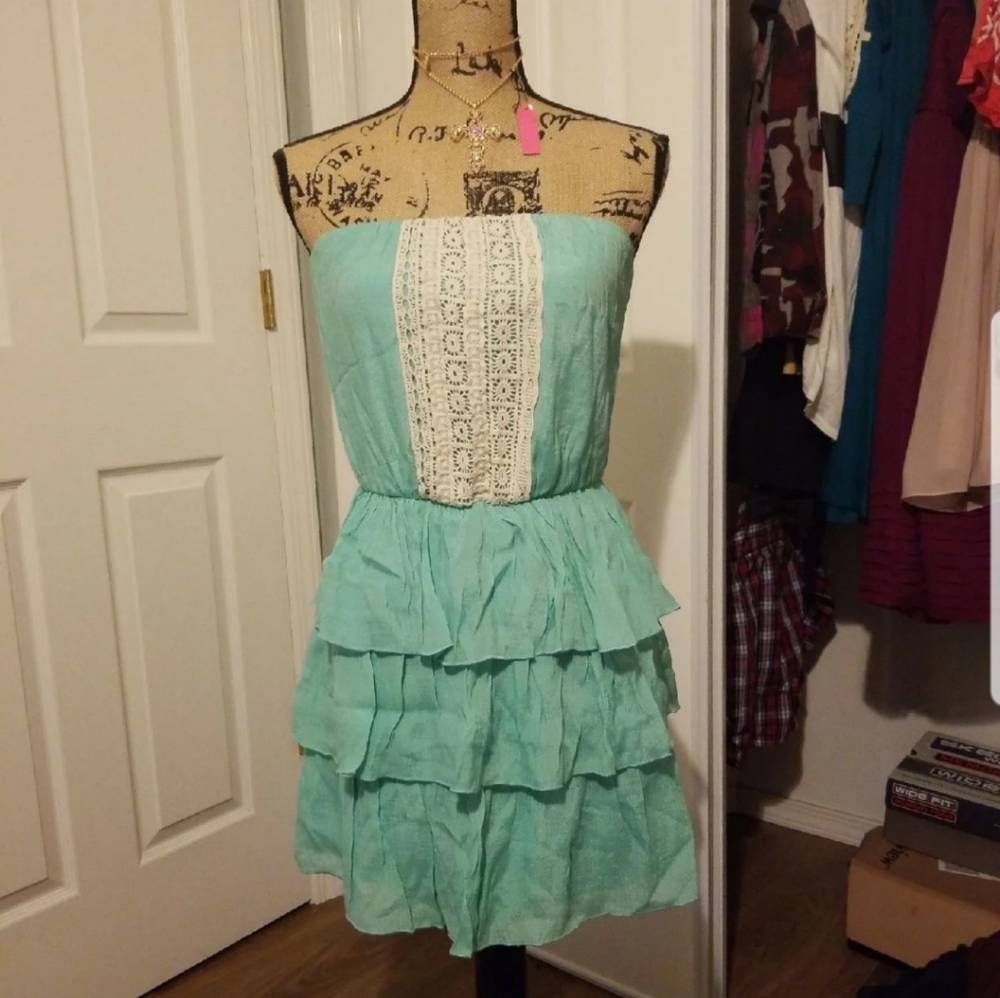 Trixxi shimmery teal dress